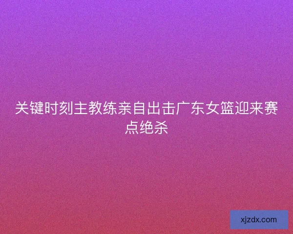 关键时刻主教练亲自出击广东女篮迎来赛点绝杀