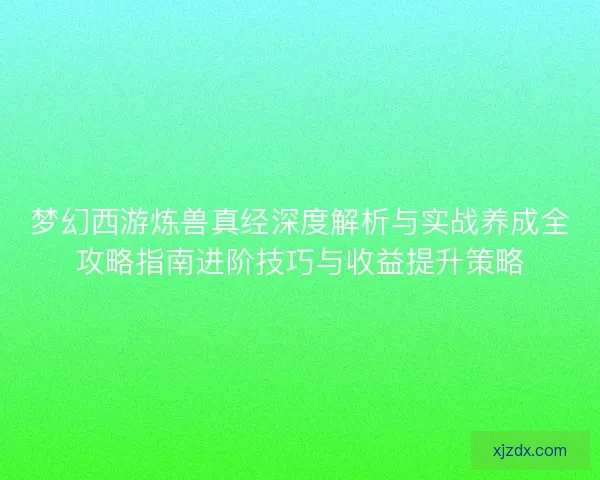 梦幻西游炼兽真经深度解析与实战养成全攻略指南进阶技巧与收益提升策略