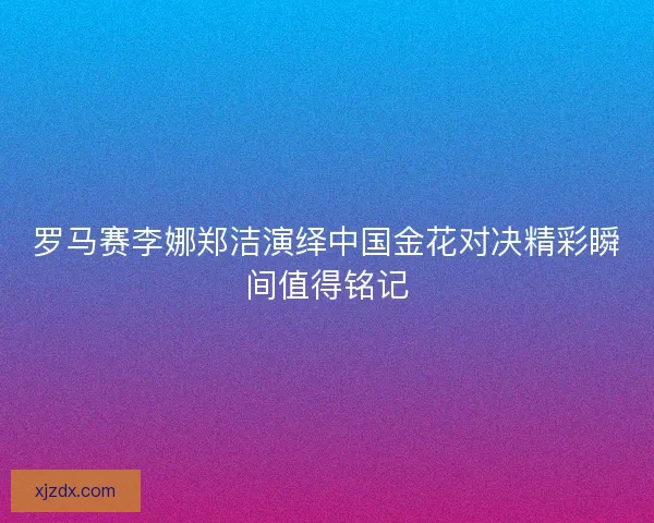 罗马赛李娜郑洁演绎中国金花对决精彩瞬间值得铭记