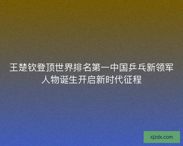 王楚钦登顶世界排名第一中国乒乓新领军人物诞生开启新时代征程