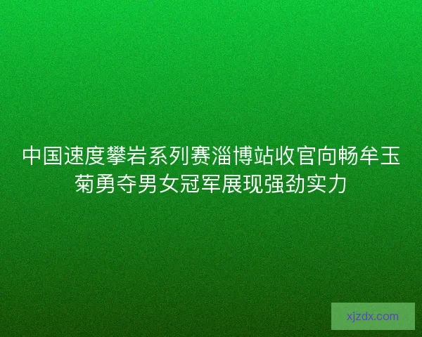 中国速度攀岩系列赛淄博站收官向畅牟玉菊勇夺男女冠军展现强劲实力